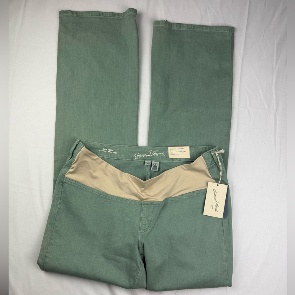 Universal Thread Sage Green adaptive‎ bootcut Pants with Beige Waistband New
